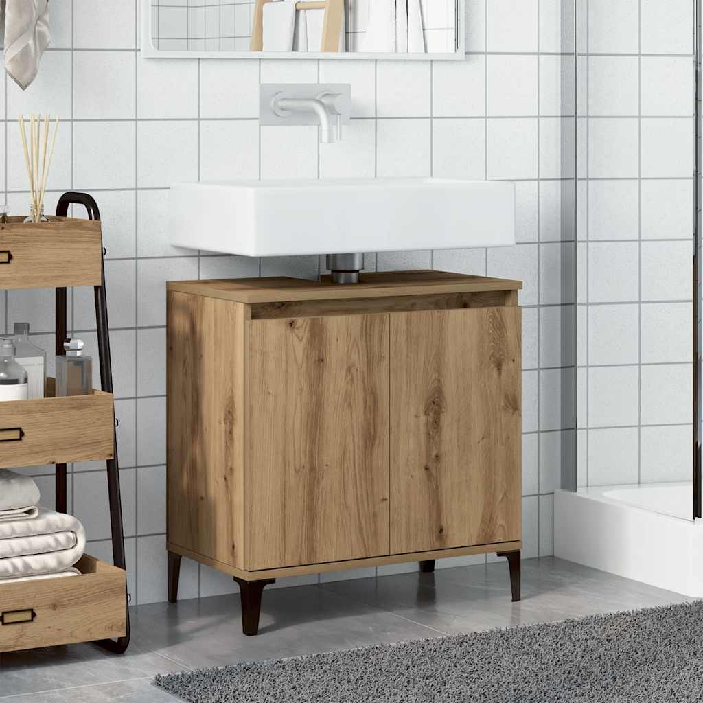 Mobile Lavabo Rovere Artigianale 58x33x60 cm Legno Multistrato