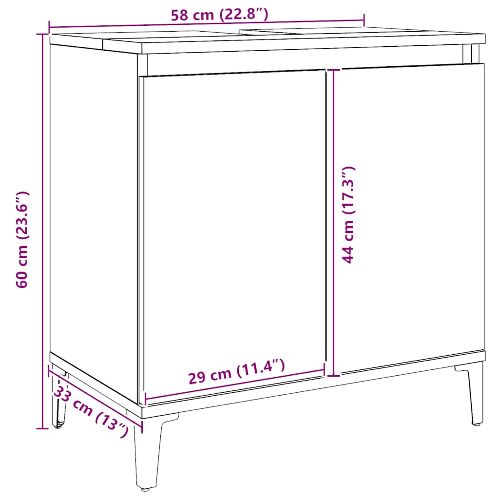 Mobile Lavabo Rovere Artigianale 58x33x60 cm Legno Multistrato | homemem39