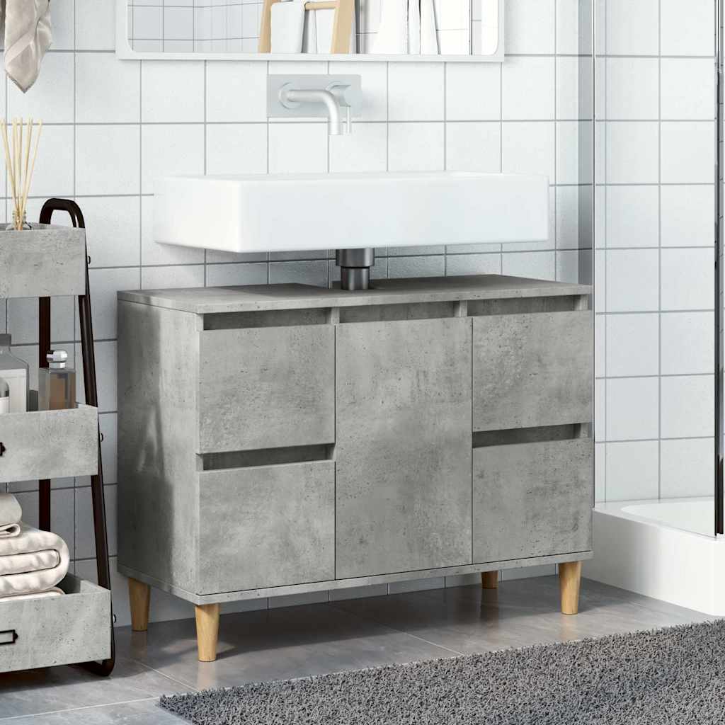 Mobile Lavabo Grigio Cemento 80x33x60 cm in Legno Multistrato | homemem39