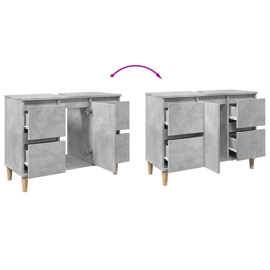 Mobile Lavabo Grigio Cemento 80x33x60 cm in Legno Multistrato | homemem39