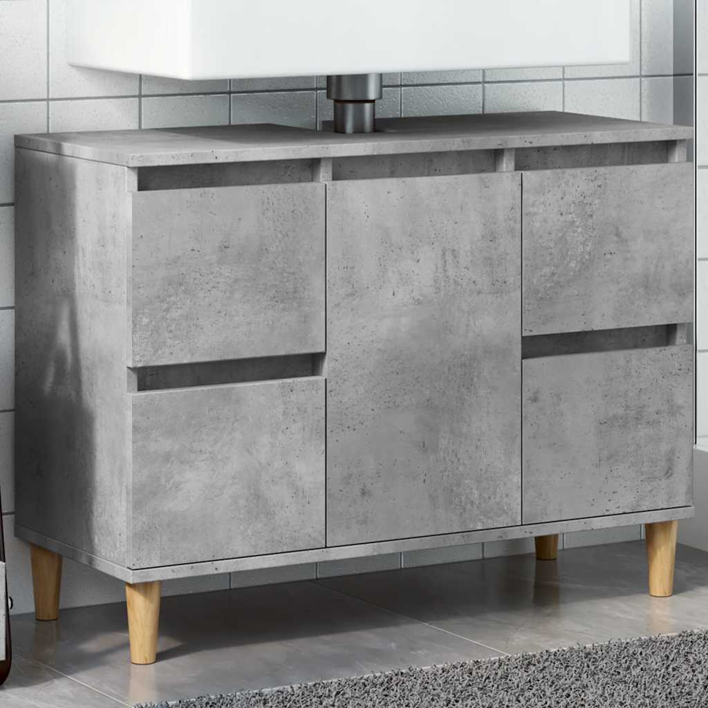 Mobile Lavabo Grigio Cemento 80x33x60 cm in Legno Multistrato | homemem39