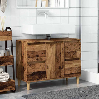 Mobile Lavabo Legno Antico 80x33x60 cm in Legno Multistrato | homemem39