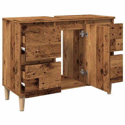 Mobile Lavabo Legno Antico 80x33x60 cm in Legno Multistrato | homemem39