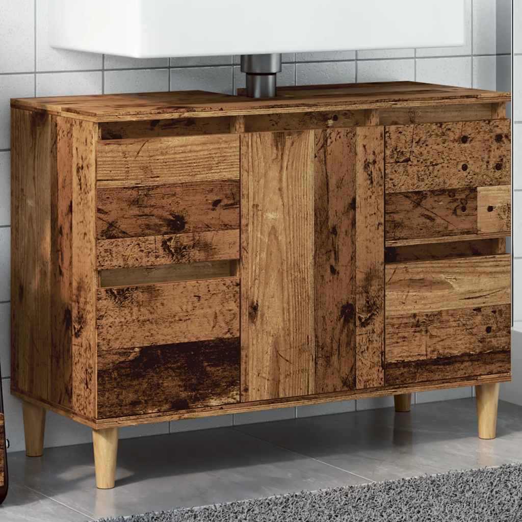Mobile Lavabo Legno Antico 80x33x60 cm in Legno Multistrato | homemem39