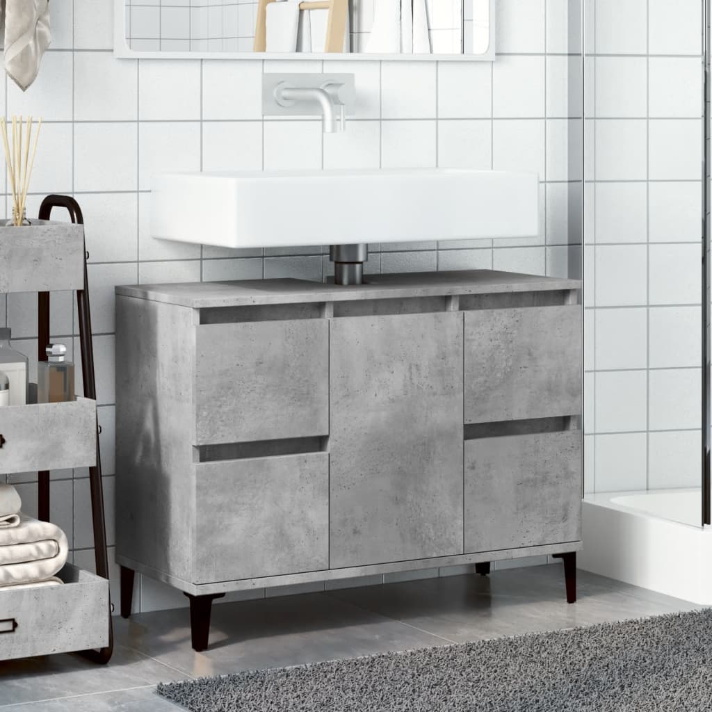 Mobile Lavabo Grigio Cemento 80x33x60 cm in Legno Multistrato | homemem39