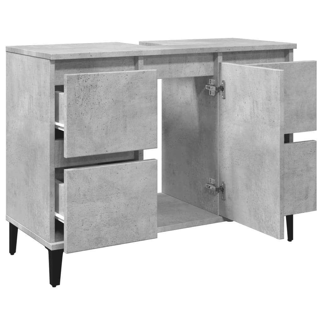 Mobile Lavabo Grigio Cemento 80x33x60 cm in Legno Multistrato | homemem39