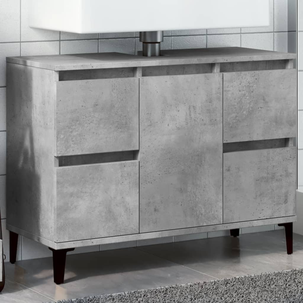 Mobile Lavabo Grigio Cemento 80x33x60 cm in Legno Multistrato