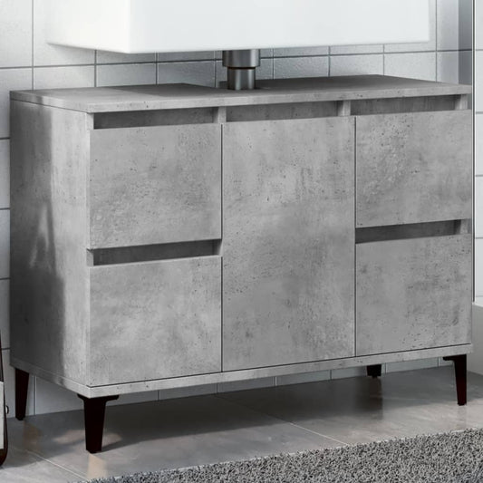 Mobile Lavabo Grigio Cemento 80x33x60 cm in Legno Multistrato - homemem39