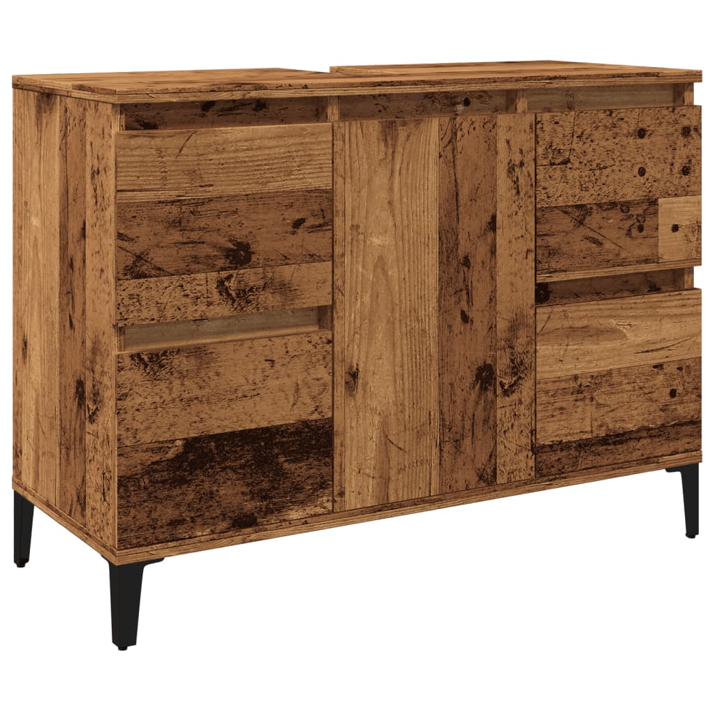 Mobile Lavabo Legno Antico 80x33x60 cm in Legno Multistrato