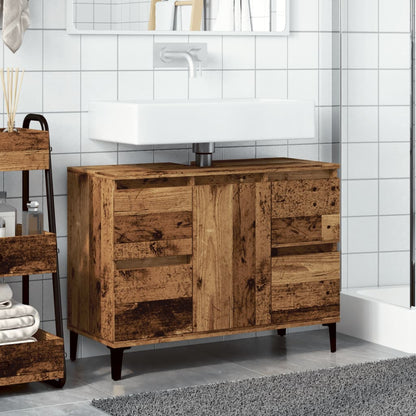 Mobile Lavabo Legno Antico 80x33x60 cm in Legno Multistrato