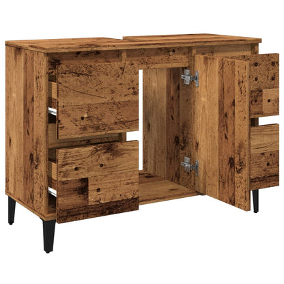 Mobile Lavabo Legno Antico 80x33x60 cm in Legno Multistrato | homemem39