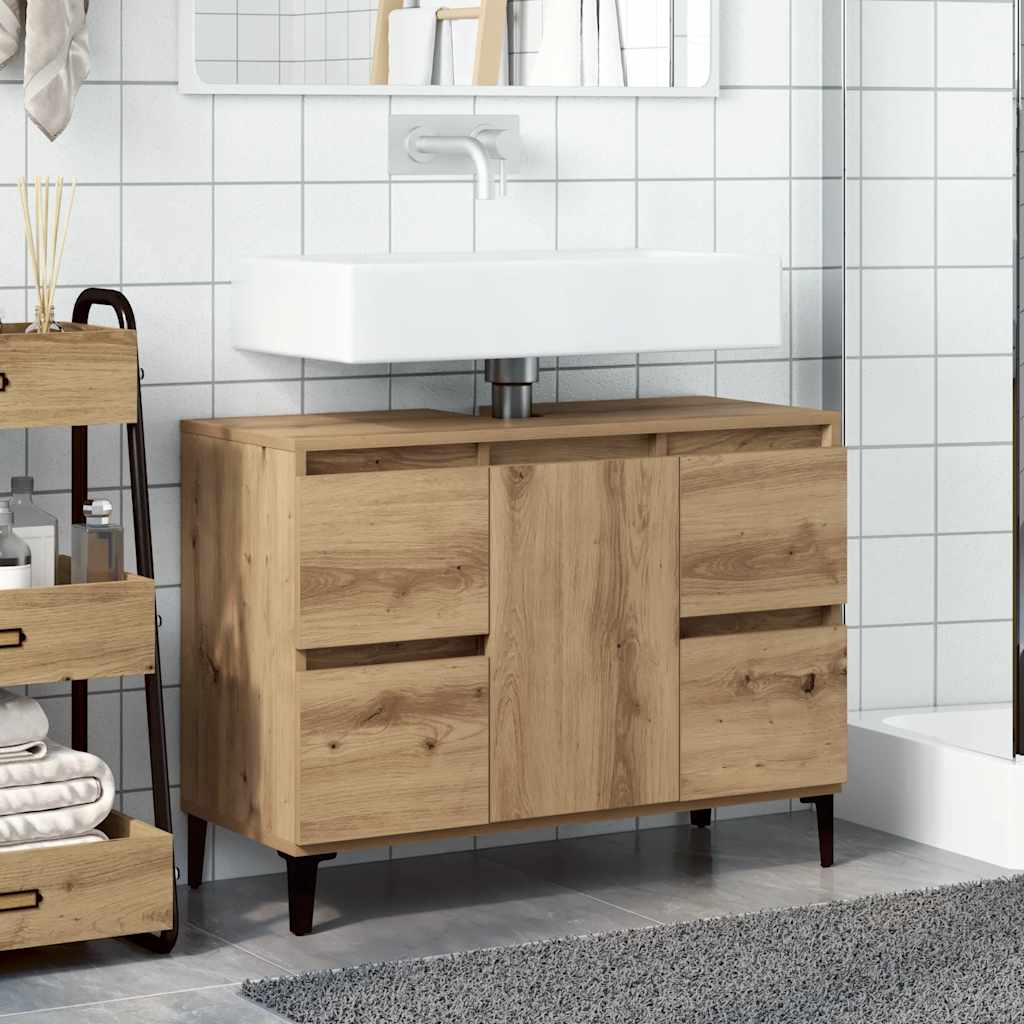 Mobile Lavabo Rovere Artigianale 80x33x60 cm Legno Multistrato | homemem39