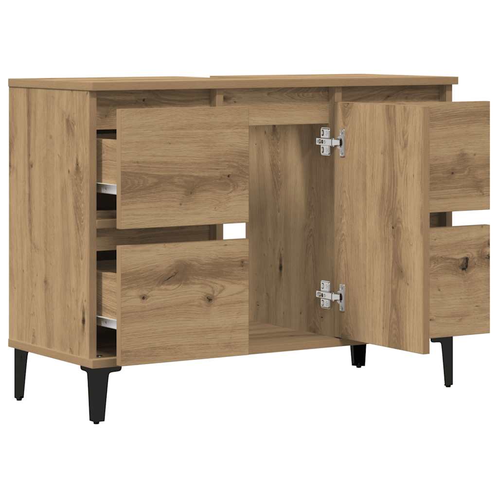 Mobile Lavabo Rovere Artigianale 80x33x60 cm Legno Multistrato | homemem39