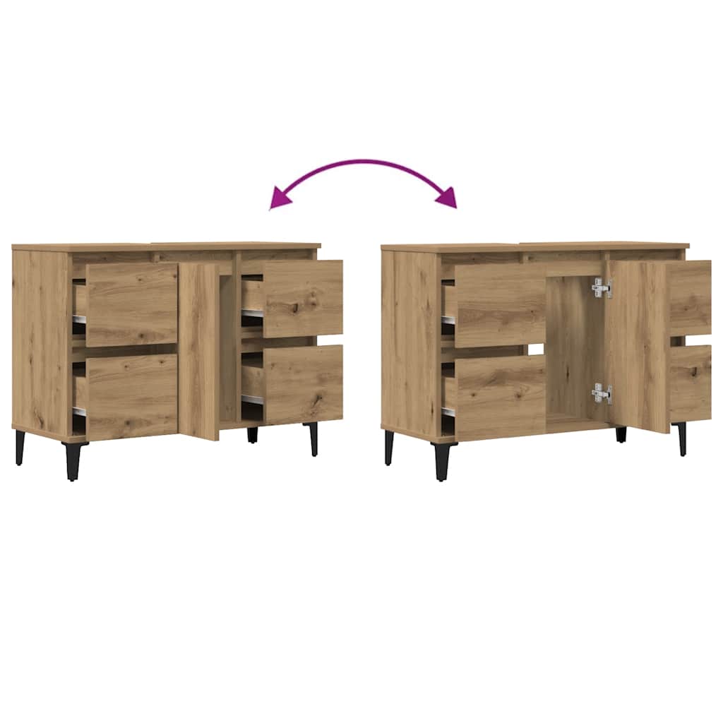 Mobile Lavabo Rovere Artigianale 80x33x60 cm Legno Multistrato | homemem39