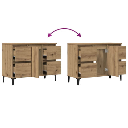 Mobile Lavabo Rovere Artigianale 80x33x60 cm Legno Multistrato | homemem39