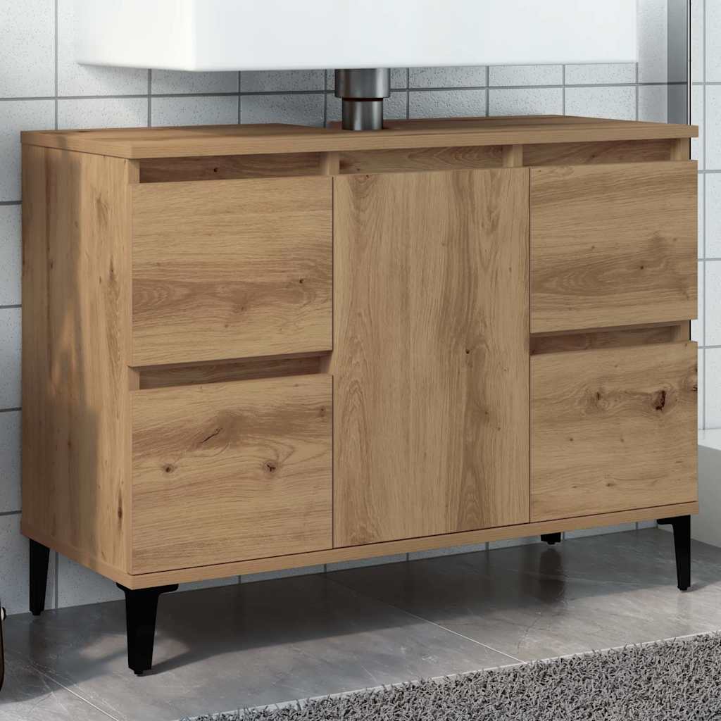 Mobile Lavabo Rovere Artigianale 80x33x60 cm Legno Multistrato | homemem39