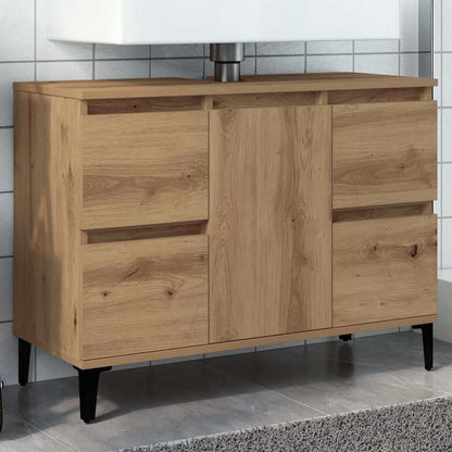 Mobile Lavabo Rovere Artigianale 80x33x60 cm Legno Multistrato | homemem39