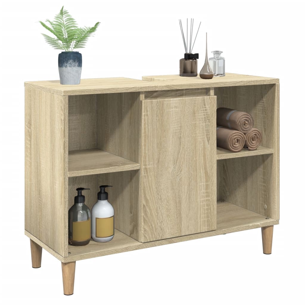 Mobile da Bagno Rovere Sonoma 80x33x60 cm in Legno Multistrato