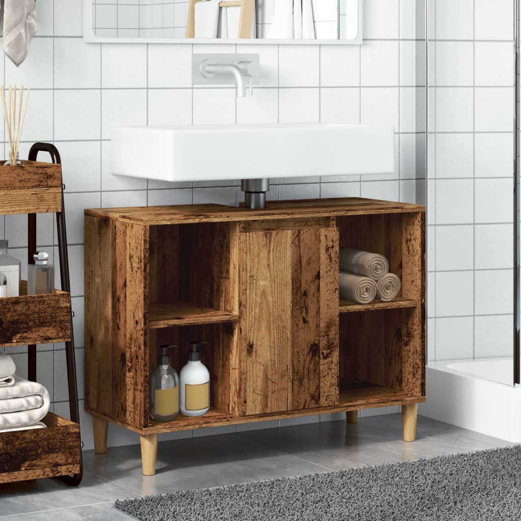 Mobile da Bagno Legno Antico 80x33x60 cm in Legno Multistrato | homemem39