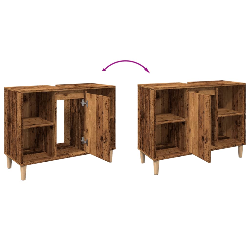 Mobile da Bagno Legno Antico 80x33x60 cm in Legno Multistrato | homemem39