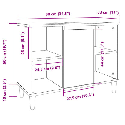 Mobile da Bagno Legno Antico 80x33x60 cm in Legno Multistrato | homemem39