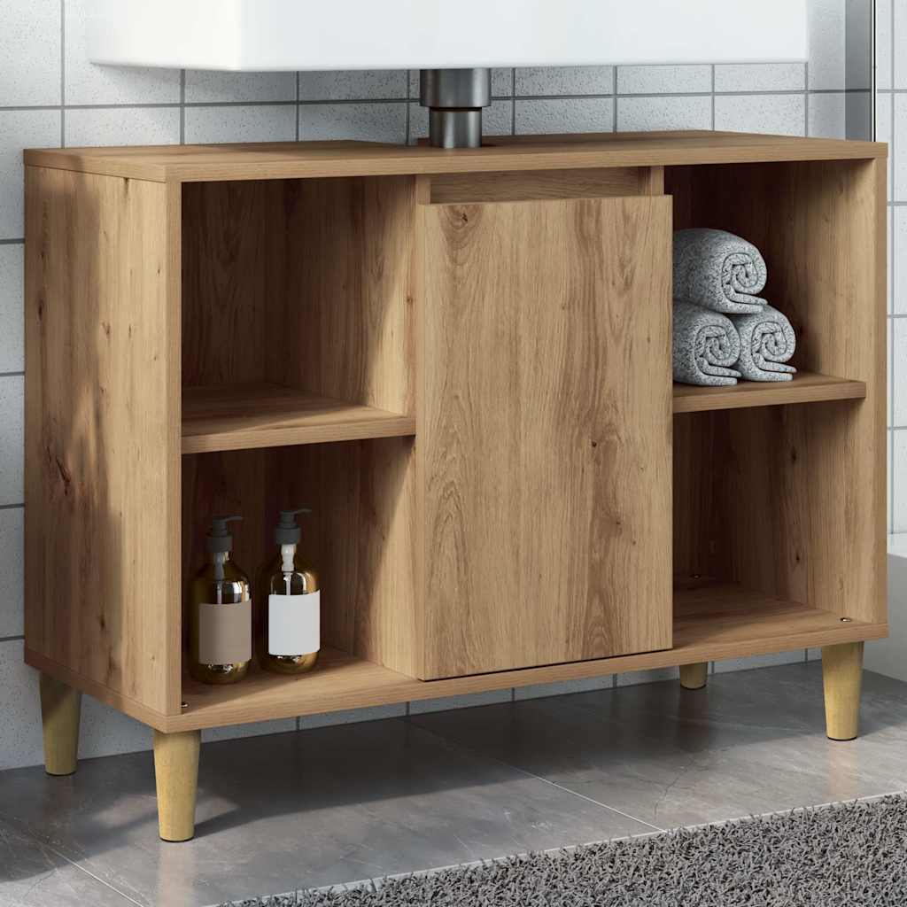 Mobile da Bagno Rovere Artigianale 80x33x60cm Legno Multistrato | homemem39
