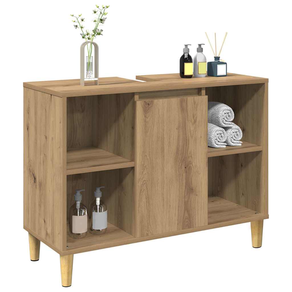 Mobile da Bagno Rovere Artigianale 80x33x60cm Legno Multistrato