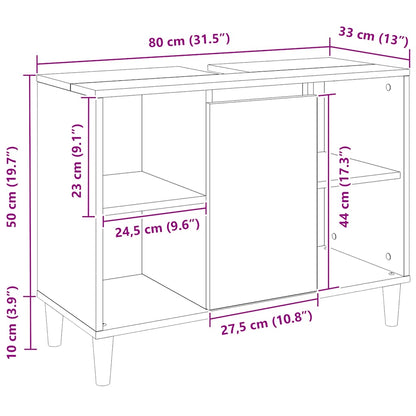Mobile da Bagno Rovere Artigianale 80x33x60cm Legno Multistrato | homemem39