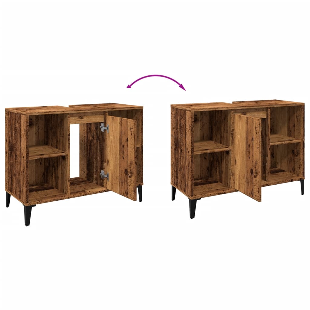 Mobile Lavabo Legno Antico 80x33x60 cm in Legno Multistrato