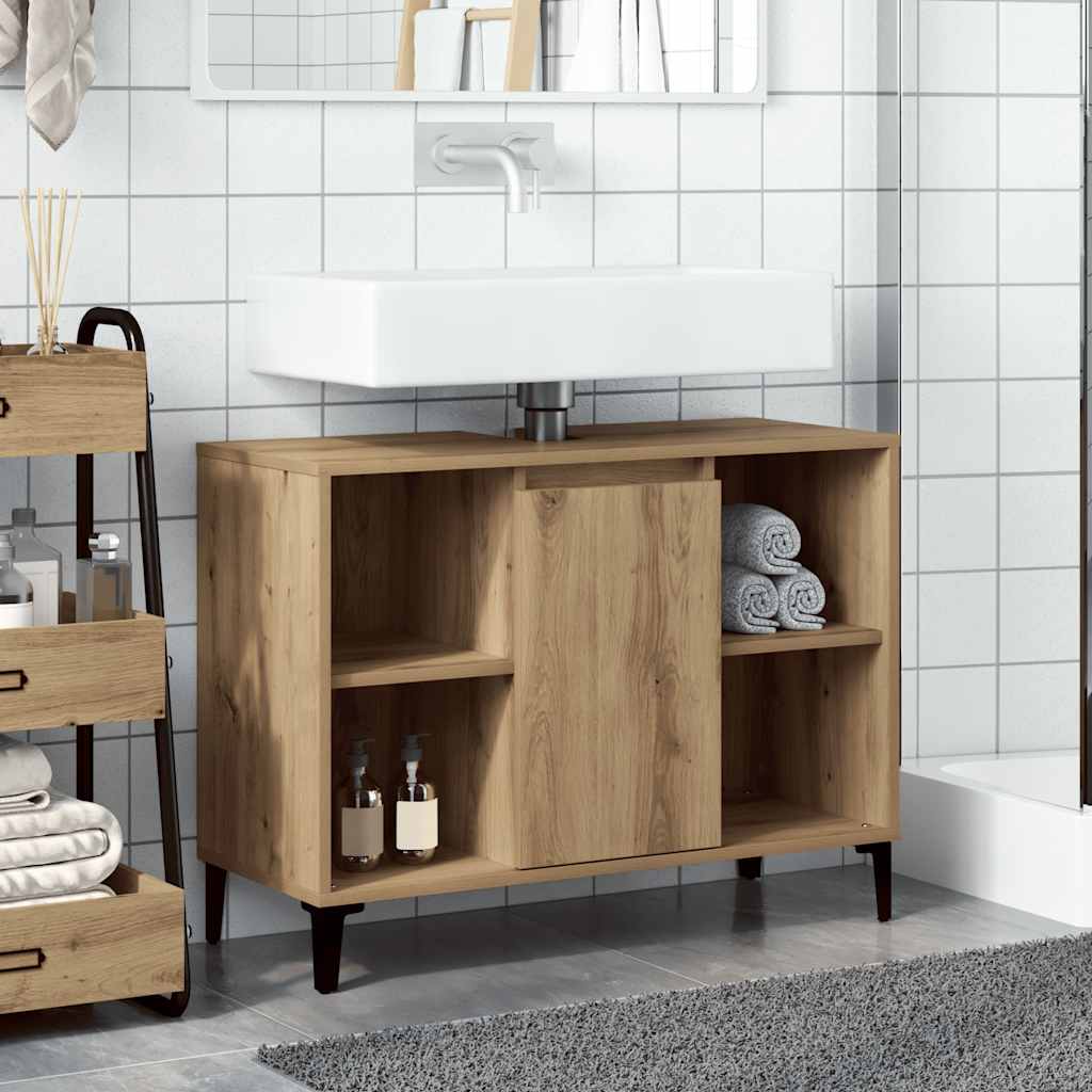 Mobile Lavabo Rovere Artigianale 80x33x60 cm Legno Multistrato | homemem39