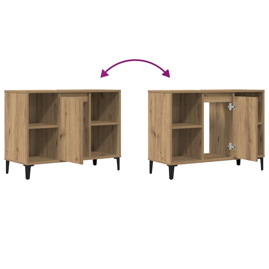 Mobile Lavabo Rovere Artigianale 80x33x60 cm Legno Multistrato | homemem39