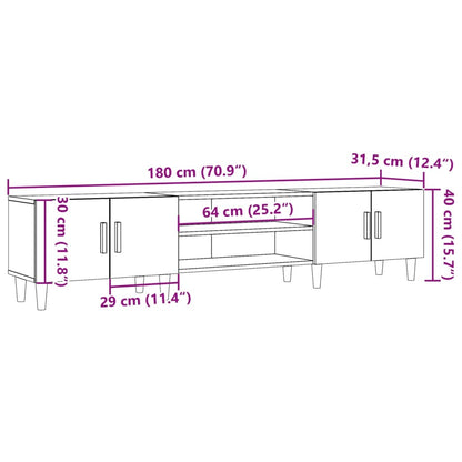 Mobile TV Rovere Artigianale 180x31,5x40 cm in Truciolato