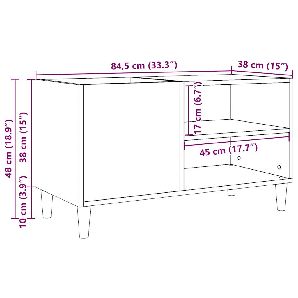 Mobile Porta Dischi Rovere Artigianale 84,5x38x48cm Multistrato