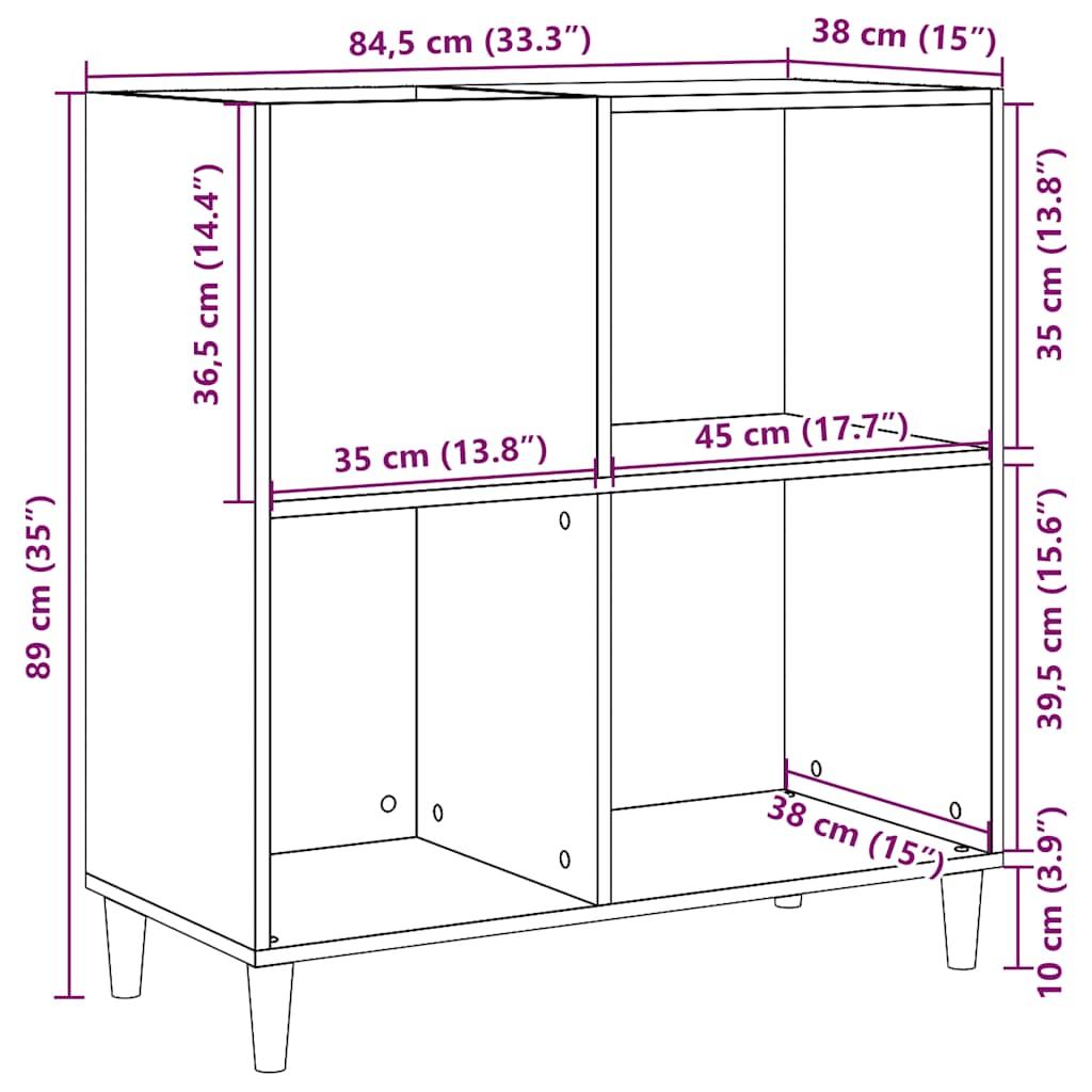 Mobile Porta Dischi Artigianale 84,5x38x89 cm Legno Multistrato