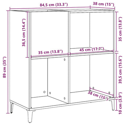 Mobile Porta Dischi Legno Antico 84,5x38x89cm Legno Multistrato