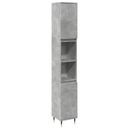 Armadietto Bagno Grigio Cemento 30x30x190 cm Legno Multistrato | homemem39