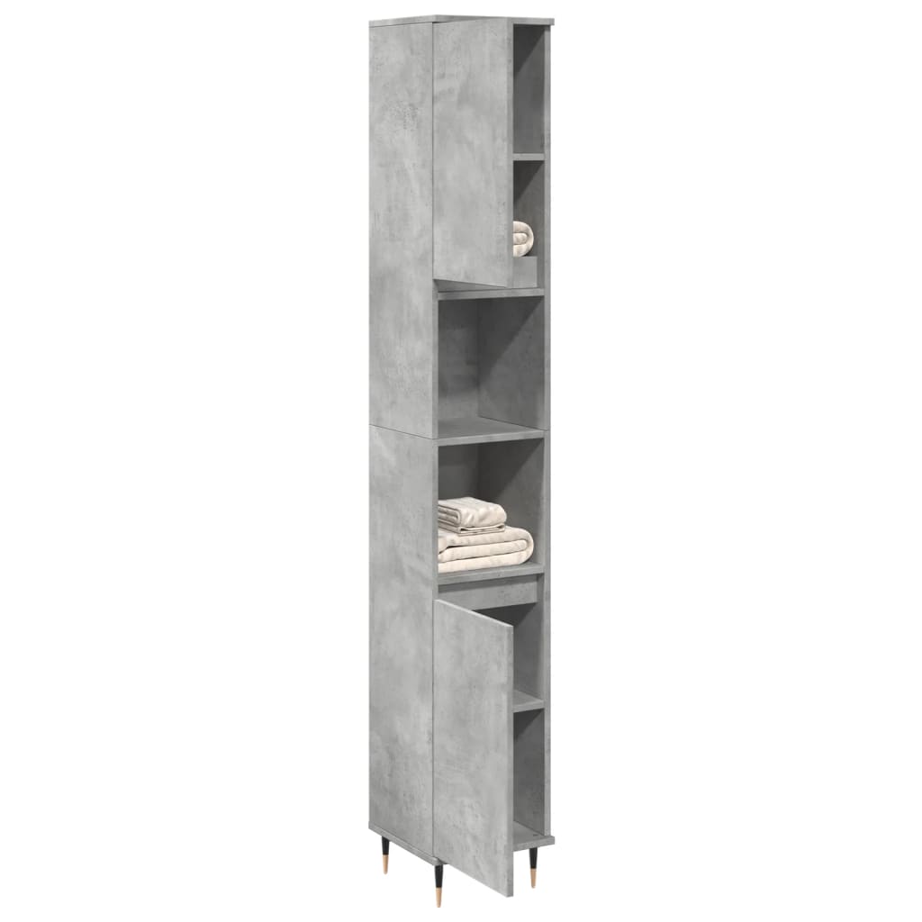Armadietto Bagno Grigio Cemento 30x30x190 cm Legno Multistrato | homemem39