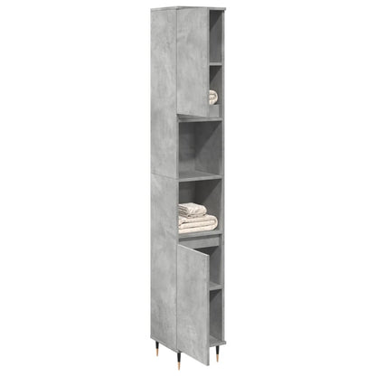 Armadietto Bagno Grigio Cemento 30x30x190 cm Legno Multistrato | homemem39