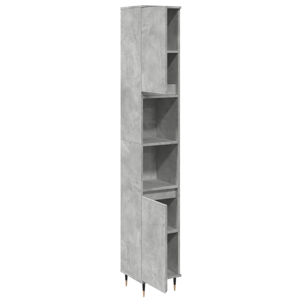 Armadietto Bagno Grigio Cemento 30x30x190 cm Legno Multistrato | homemem39
