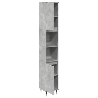 Armadietto Bagno Grigio Cemento 30x30x190 cm Legno Multistrato | homemem39