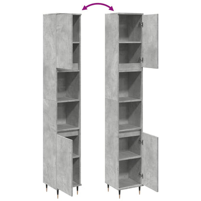 Armadietto Bagno Grigio Cemento 30x30x190 cm Legno Multistrato | homemem39