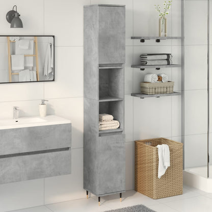Armadietto Bagno Grigio Cemento 30x30x190 cm Legno Multistrato | homemem39