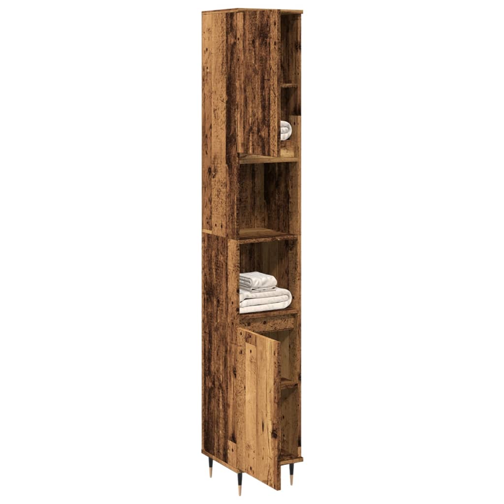 Armadietto Bagno Legno Antico 30x30x190 cm in Legno Multistrato | homemem39
