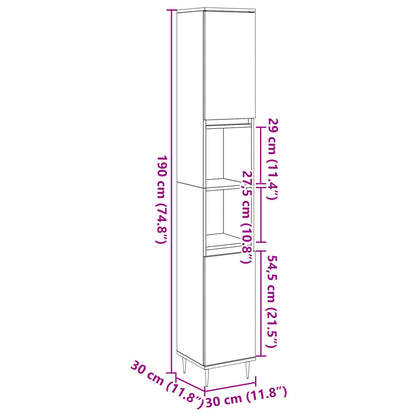 Armadietto Bagno Legno Antico 30x30x190 cm in Legno Multistrato | homemem39