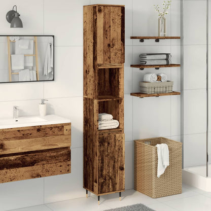 Armadietto Bagno Legno Antico 30x30x190 cm in Legno Multistrato | homemem39