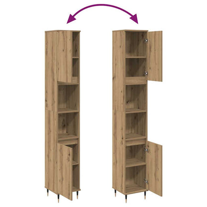 Armadietto Bagno Rovere 30x30x190 cm Legno Multistrato | homemem39