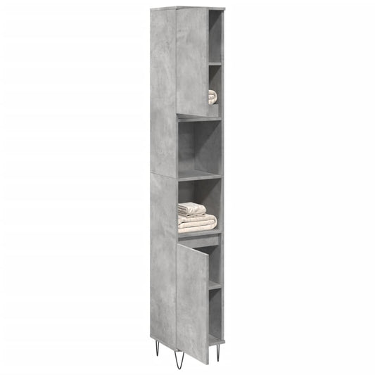 Armadietto Bagno Grigio Cemento 30x30x190 cm Legno Multistrato | homemem39