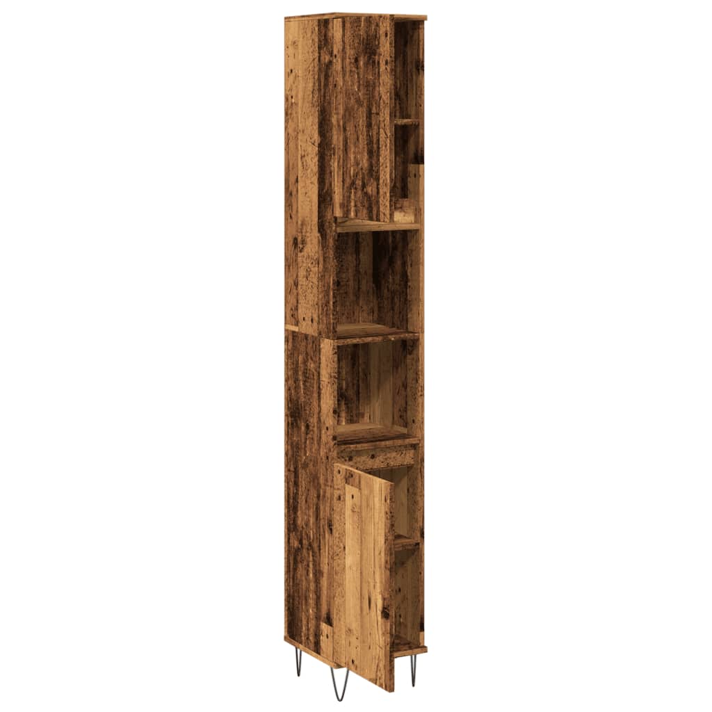Armadietto Bagno Legno Antico 30x30x190 cm in Legno Multistrato | homemem39