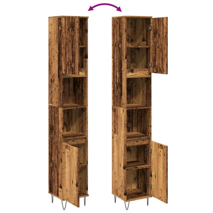Armadietto Bagno Legno Antico 30x30x190 cm in Legno Multistrato | homemem39