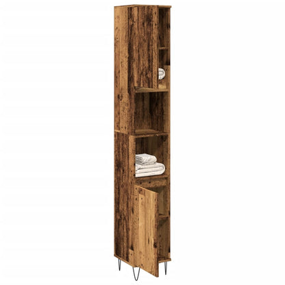Armadietto Bagno Legno Antico 30x30x190 cm in Legno Multistrato | homemem39